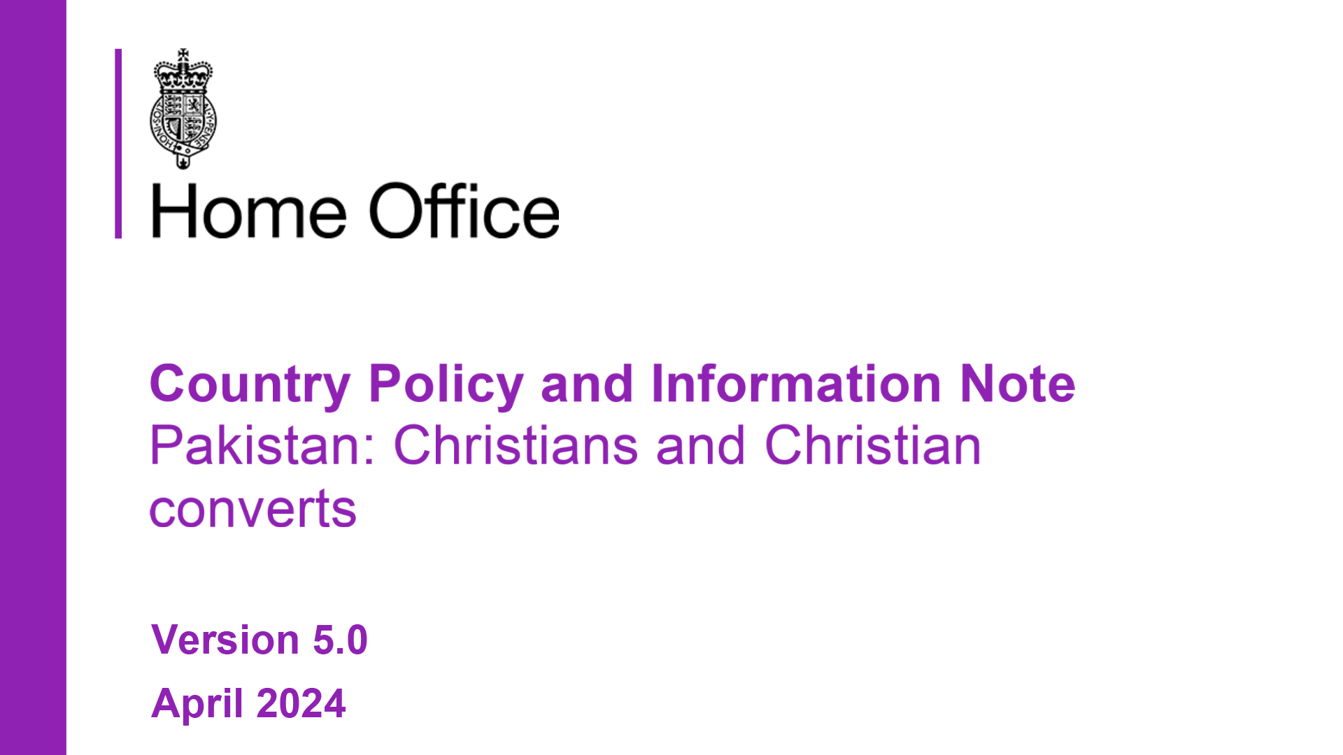 Situation of Christian Converts in Pakistan | UK Country Report