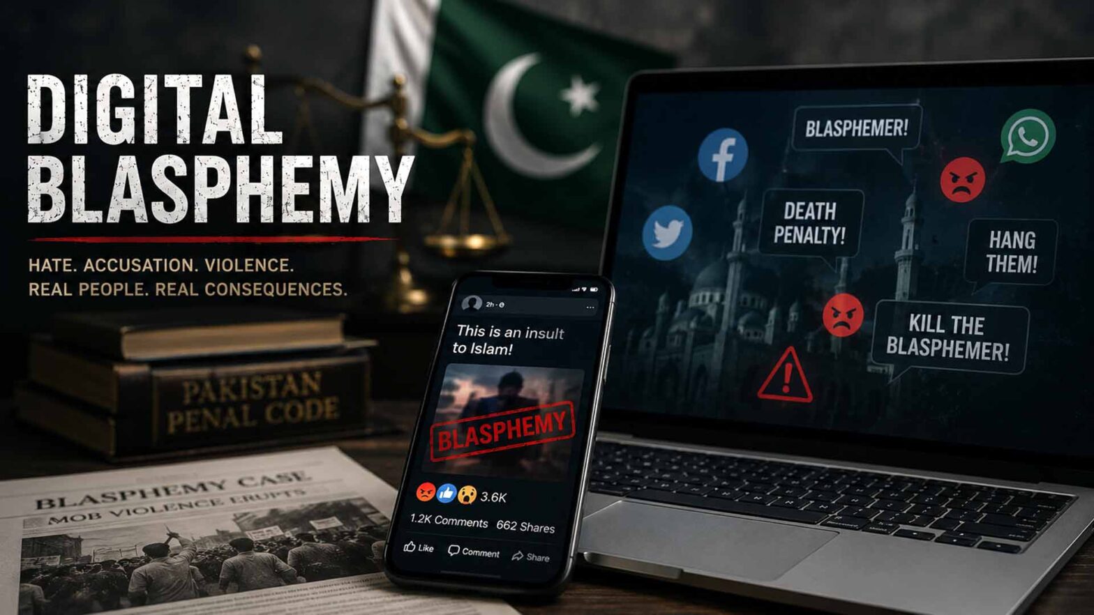Smartphone containing digital evidence in a blasphemy case in Pakistan – illustrative image