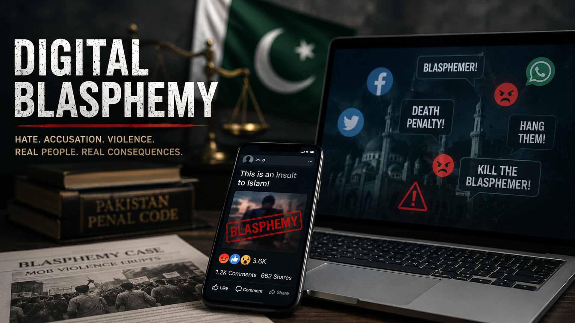 Smartphone containing digital evidence in a blasphemy case in Pakistan – illustrative image