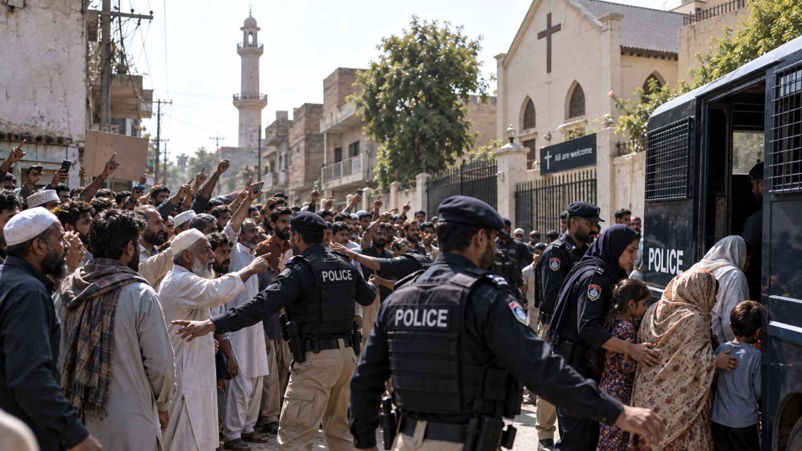 Crowd gathering after a blasphemy allegation in Pakistan – illustrative image ________________________________________