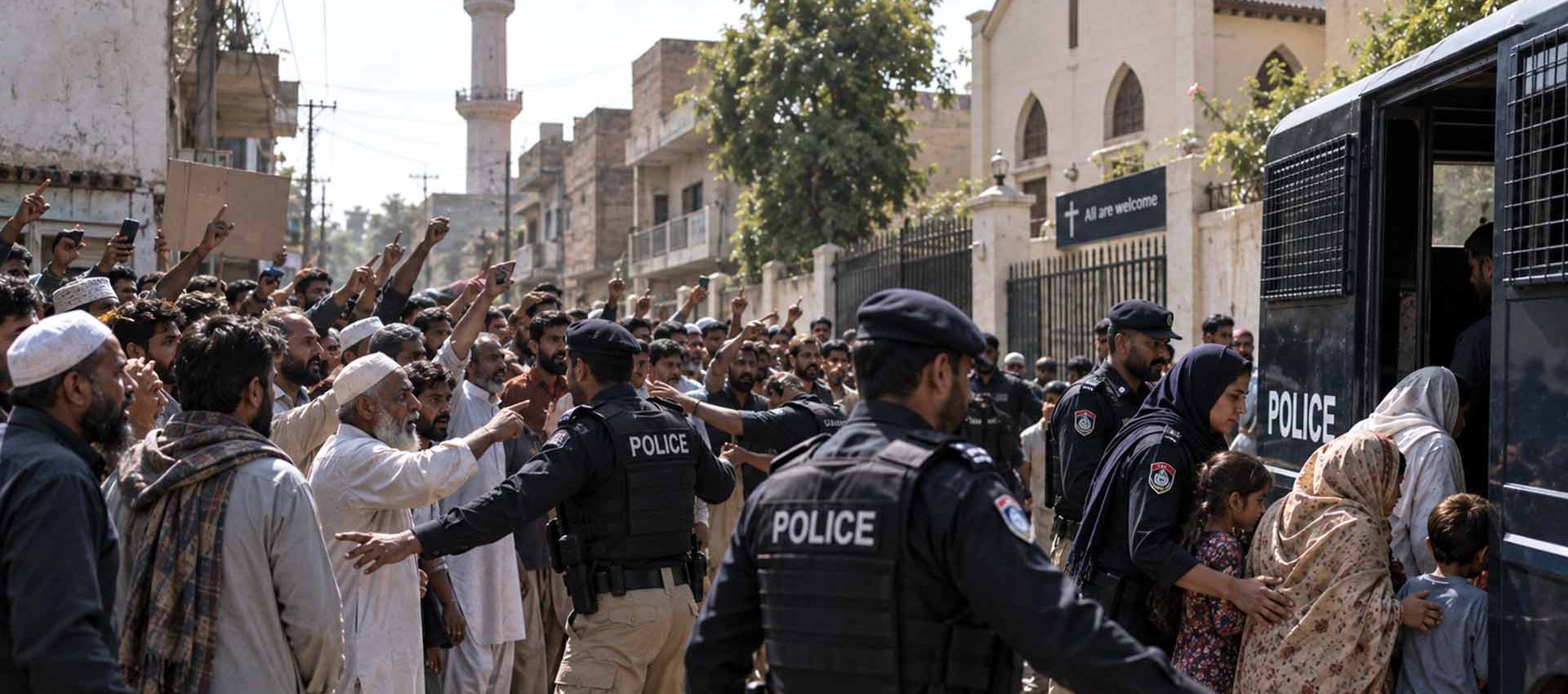 Crowd gathering after a blasphemy allegation in Pakistan – illustrative image ________________________________________